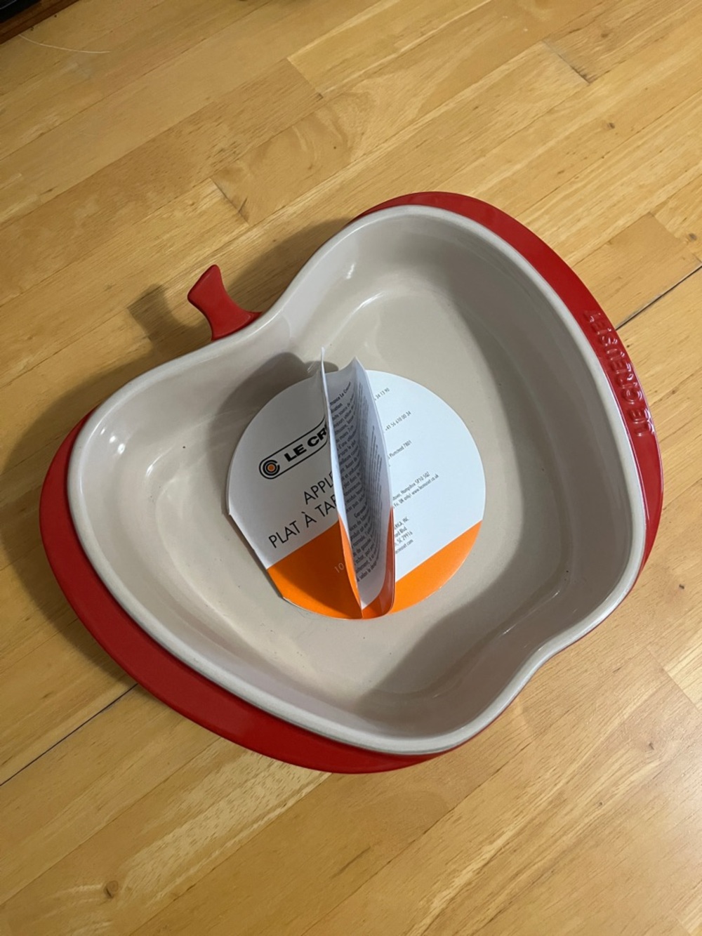 Le Creuset Red and Cream Apple Baker Dish